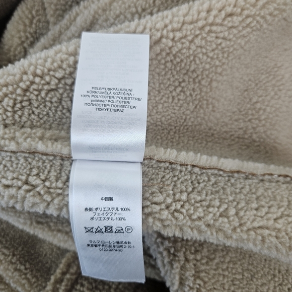 Lauren Ralph Lauren Faux Suede Jacket with Faux Shearling Trim Cognac XL - Picture 10 of 11